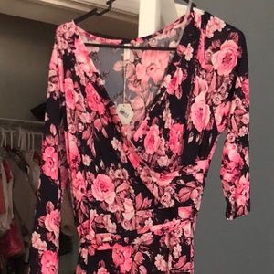 NWT navy and pink wrap maternity dress